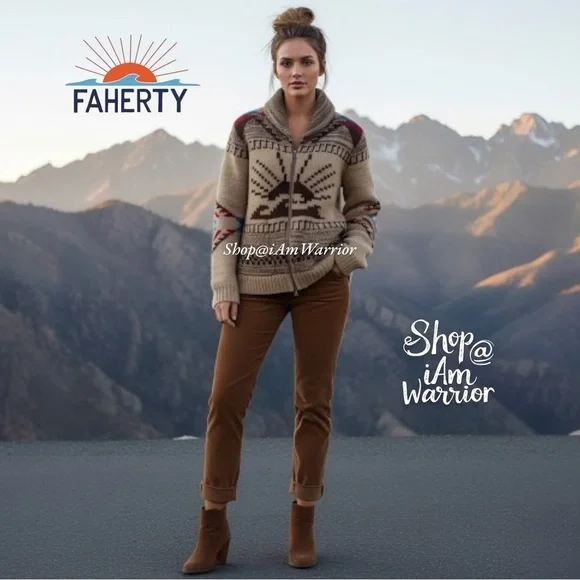Faherty NWT Peruvian handknit sun & wave cardigan {PRICE FIRM} *shop@iamwarrior - Picture 2 of 12